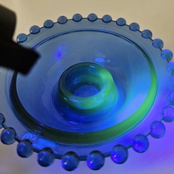 Cobalt Blue Glass Candle Holder UV Reactive - Picture 8 of 9